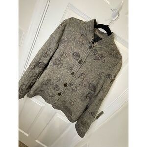 R.Q.T. Women’s linen blend cardigan size 14 embroidered